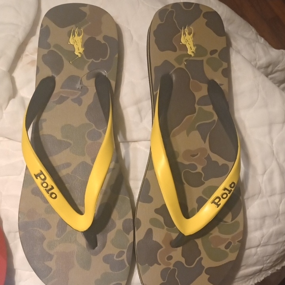 Polo Camouflage Flip Flops with Yellow Straps